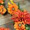 Mums and Daisies Twig Artificial Floral Wreath Orange 22"